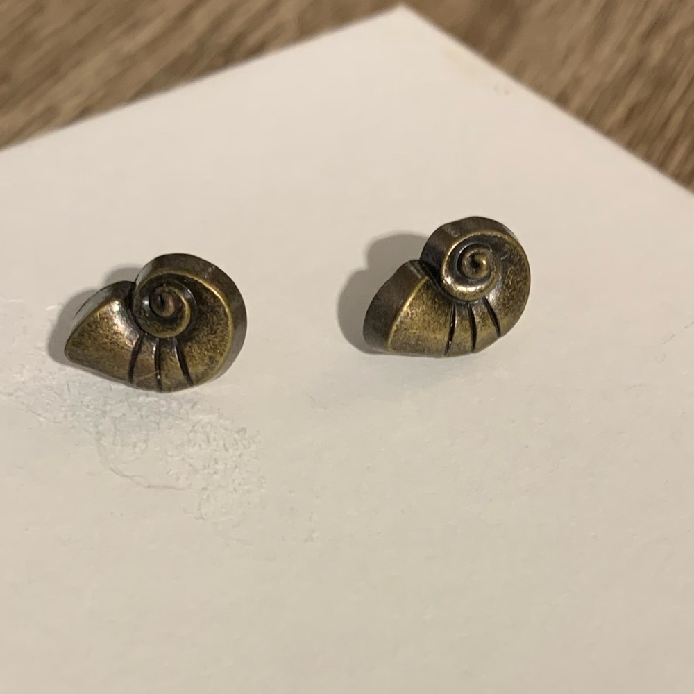 Disney Little Mermaid Brass Conch Shell Earrings